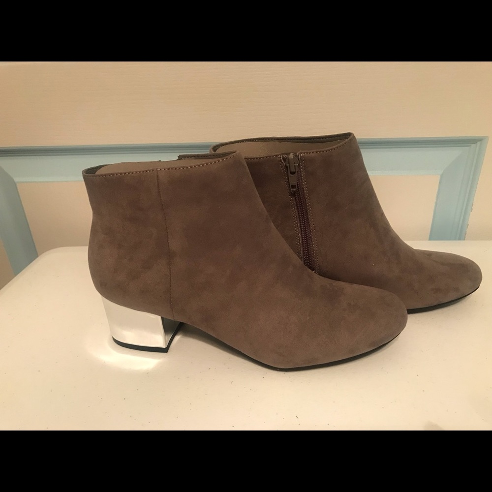 Gray Faux-Suede Zip-up Ankle Boots